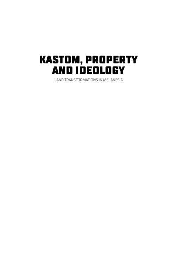 Kastom, Property and Ideology