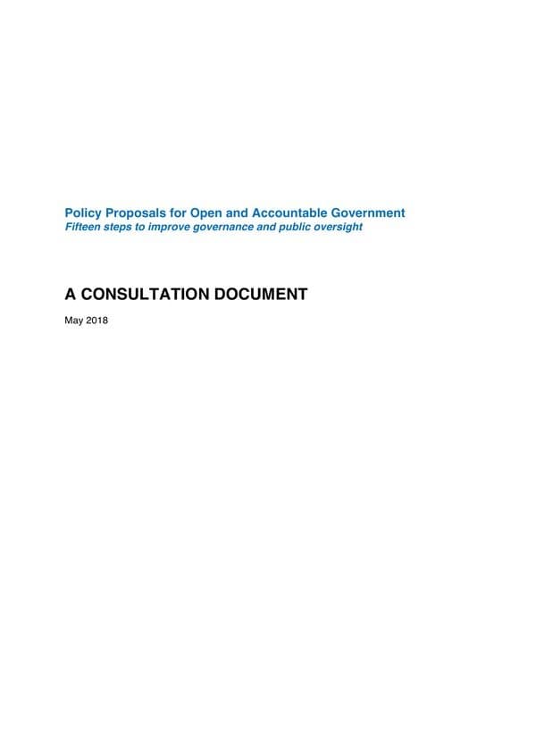 Policy Proposals for Open and Accountable Government.