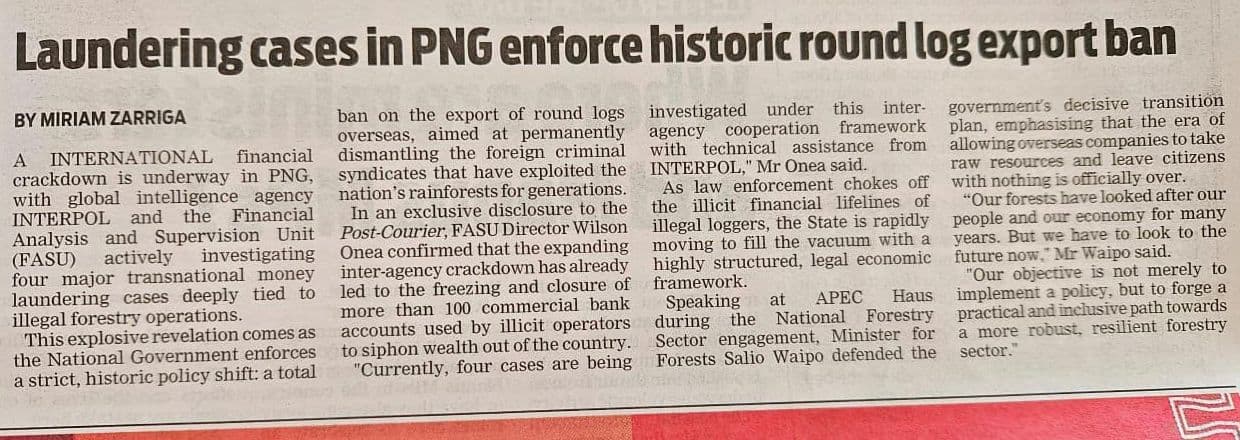 Laundering cases in PNG enforce historic round log export ban